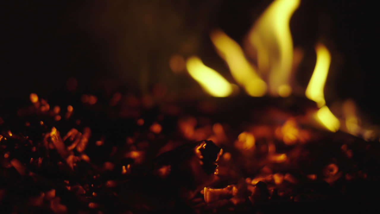Close-up of a fire and embers