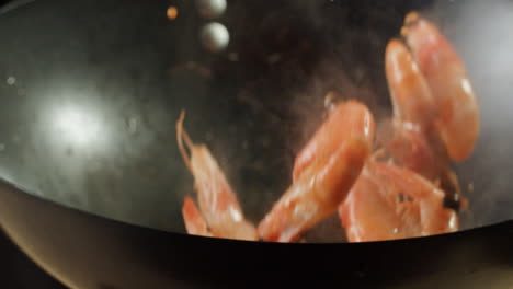 Cooking Shrimp in a Wok