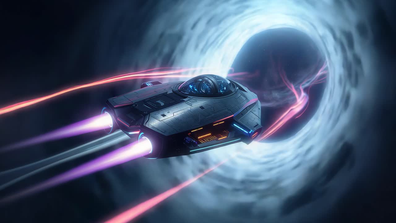 Spaceship traveling through a wormhole