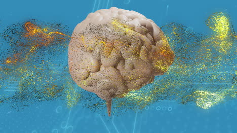 animation of digital brain spinning over green spots