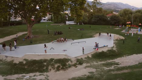 view of the skatepark in the city