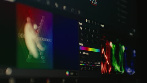 clasificación de corrección de color tablero de instrumentos de software profesional de cerca