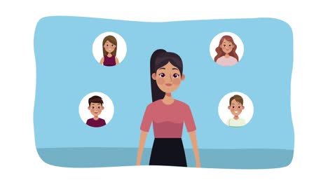 animación de marketing de medios sociales con la mujer y la comunidad
