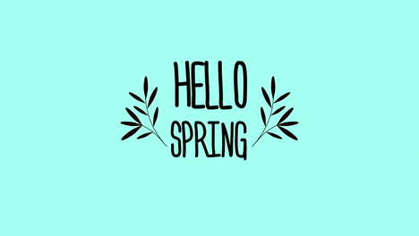 Hallo-Frühling-Mit-Blättern-Auf-Blauem-Farbverlauf