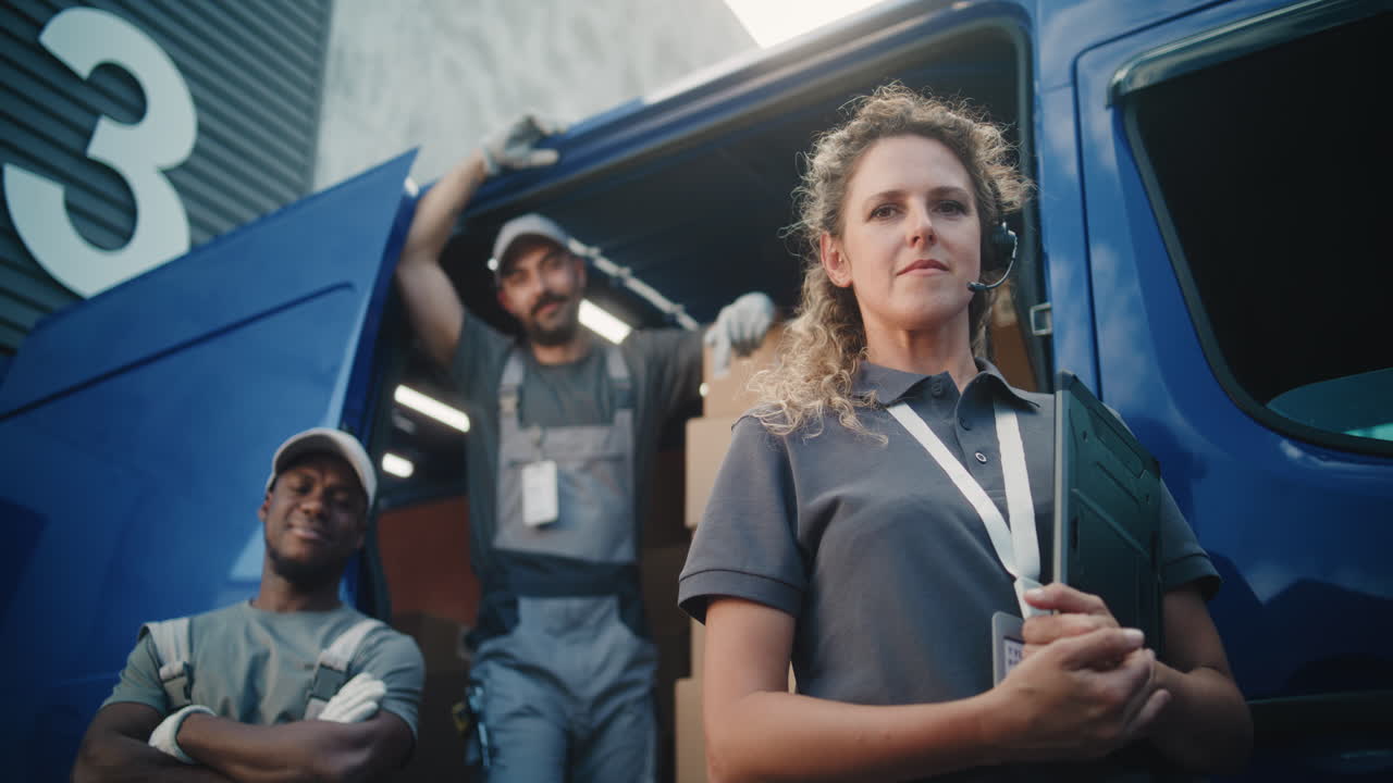 Professional Delivery and Logistics Team with Commercial Van