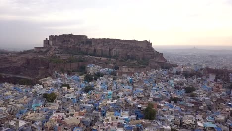 aerial: jodhpur blue city in india