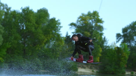 man riding on waterski