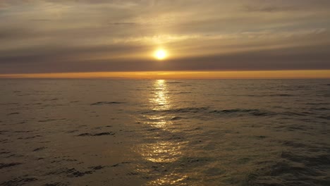 aerial view of a beautiful sunset over the sea. beach lofoten archipelago, norway.