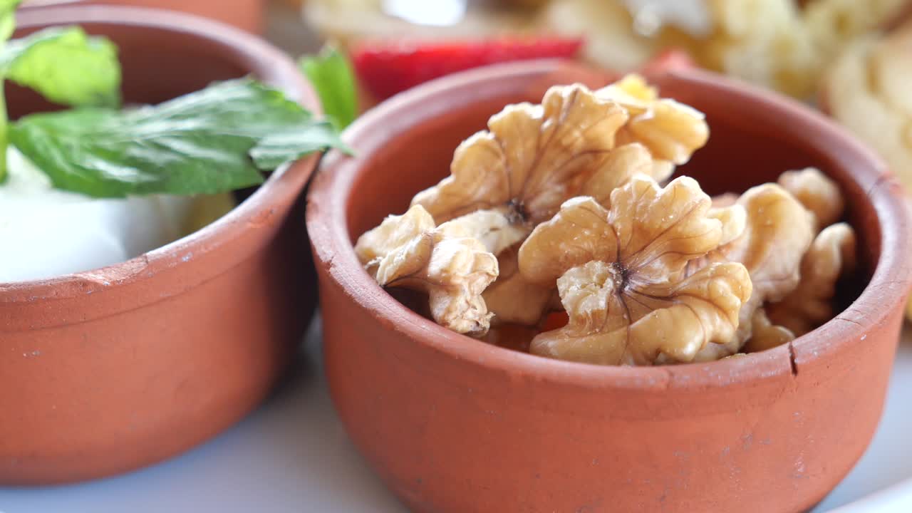 Close-up of a bowl of walnuts