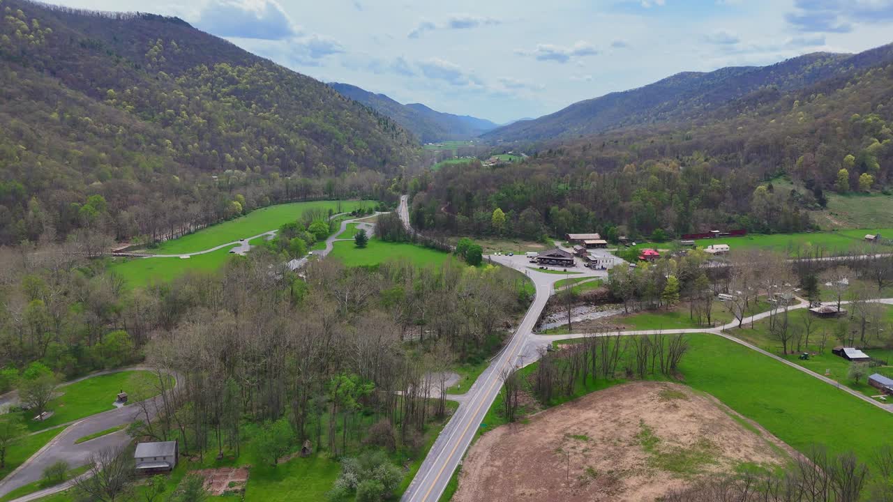 Seneca Rocks valley in springtime with fores in West Virginia, USA