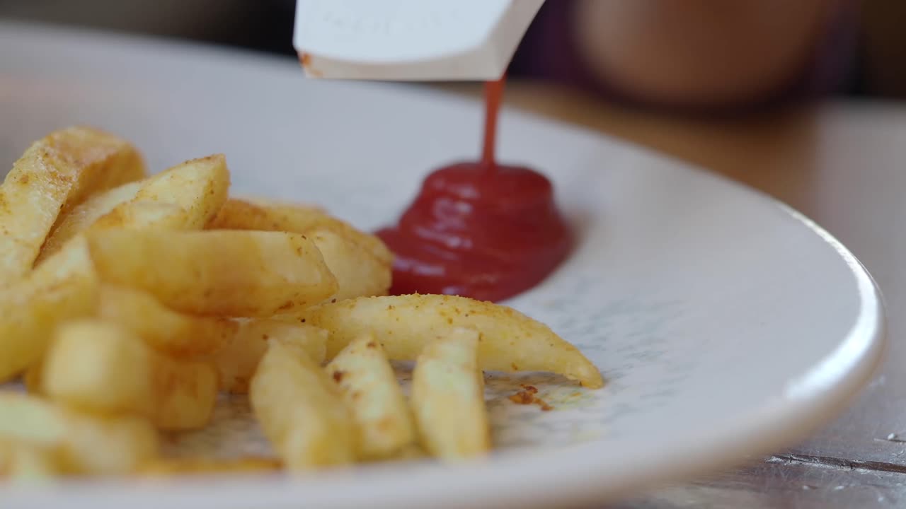 Aggiungere maionese alle patatine fritte con ketchup