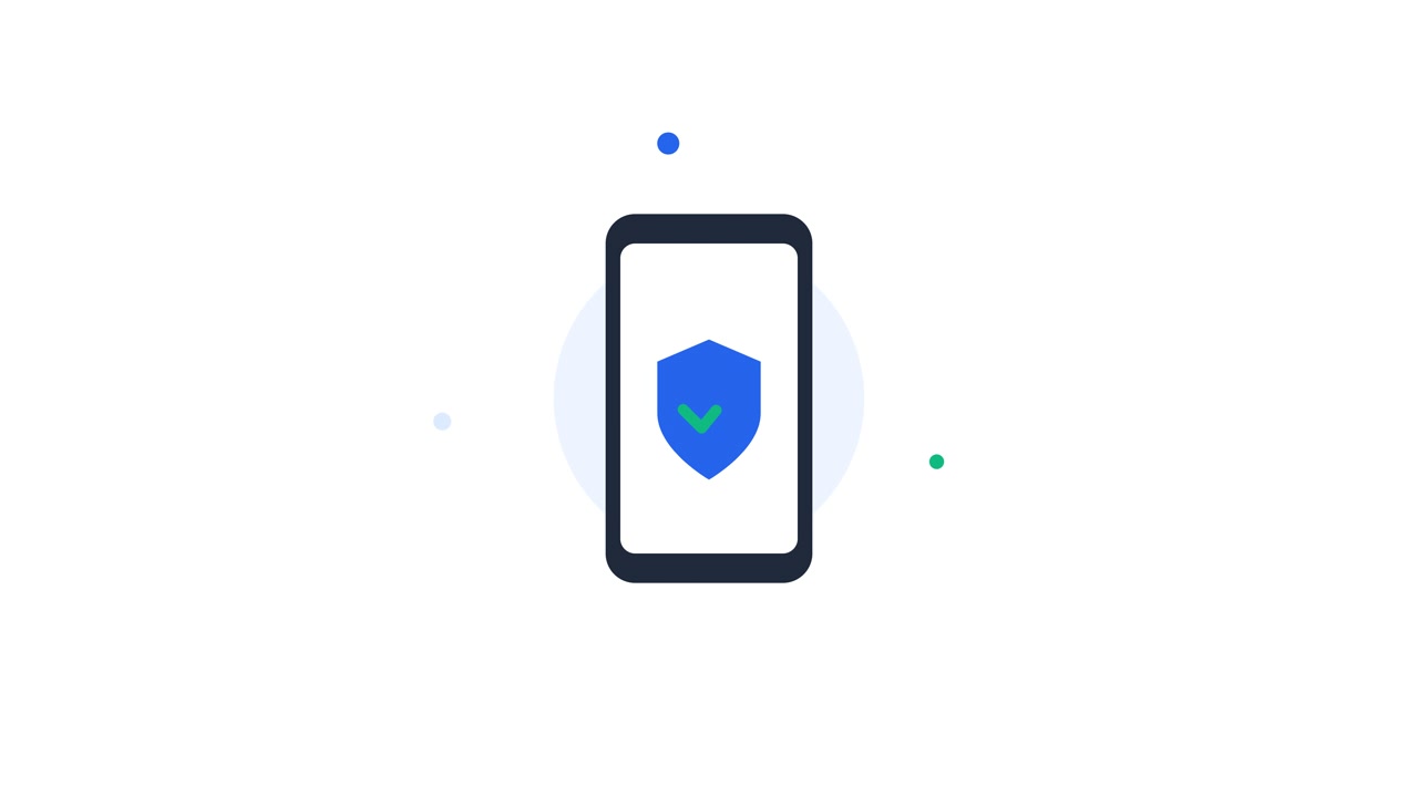 Animated Smartphone Displaying Security Shield Icon