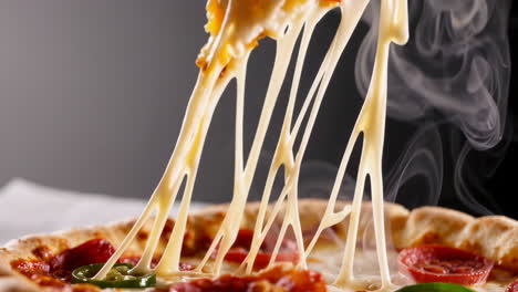 delicious pizza with melting cheese