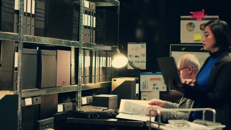 L'investigatore privato organizza i file archiviati per un facile accesso