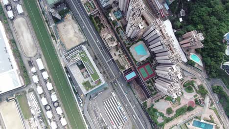 Vista-Aérea-De-Los-Mega-Edificios-Residenciales-Frente-Al-Mar-De-Sha-Tin-De-Hong-Kong