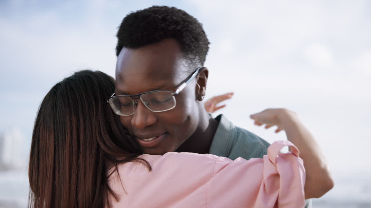A loving couple sharing a hug