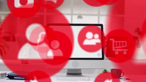 animation of media icons over office
