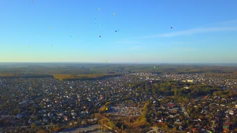 aerial view of colorful balloons over the city 02