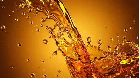 captivating splash of golden liquid caught in motion with sparkling droplets against a radiant background, showcasing the beauty of fluid dynamics and color play