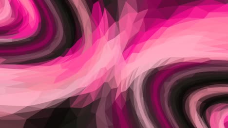 Abstract-swirling-polygons-in-black,-pink-and-red-background-animation