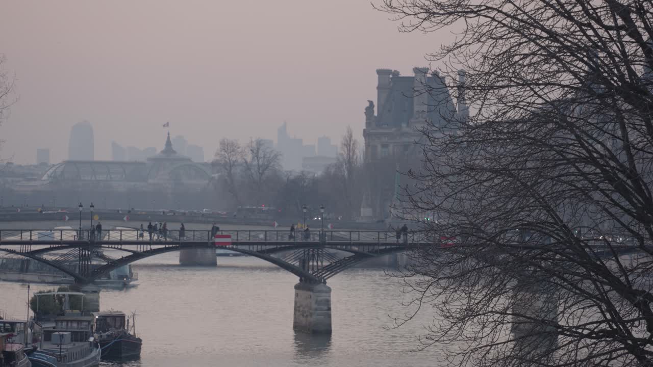 Paris cityscape with bridge over the Seine River
