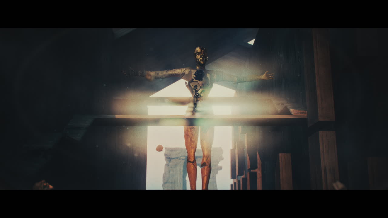 Golden Figure in Ancient Ruins