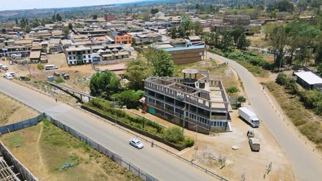 Birdseye-aerial-view-of-Loitokitok-kenya,-shanty-poor-neighborhood-of-Nairobi-suburbs,-Kenya