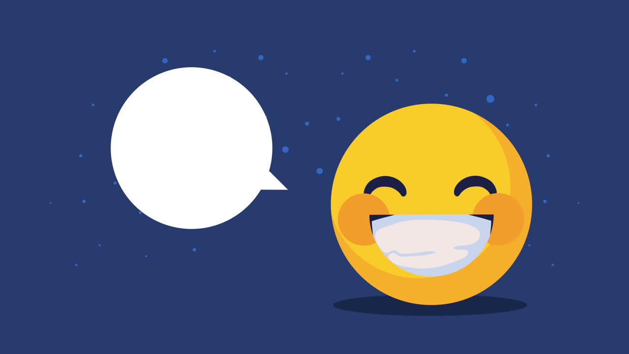 음성 버블을 가진 행복한 이모지