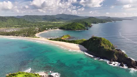 nacpan beach, palawan, philippines. amazing aerial view of popular travel destination.