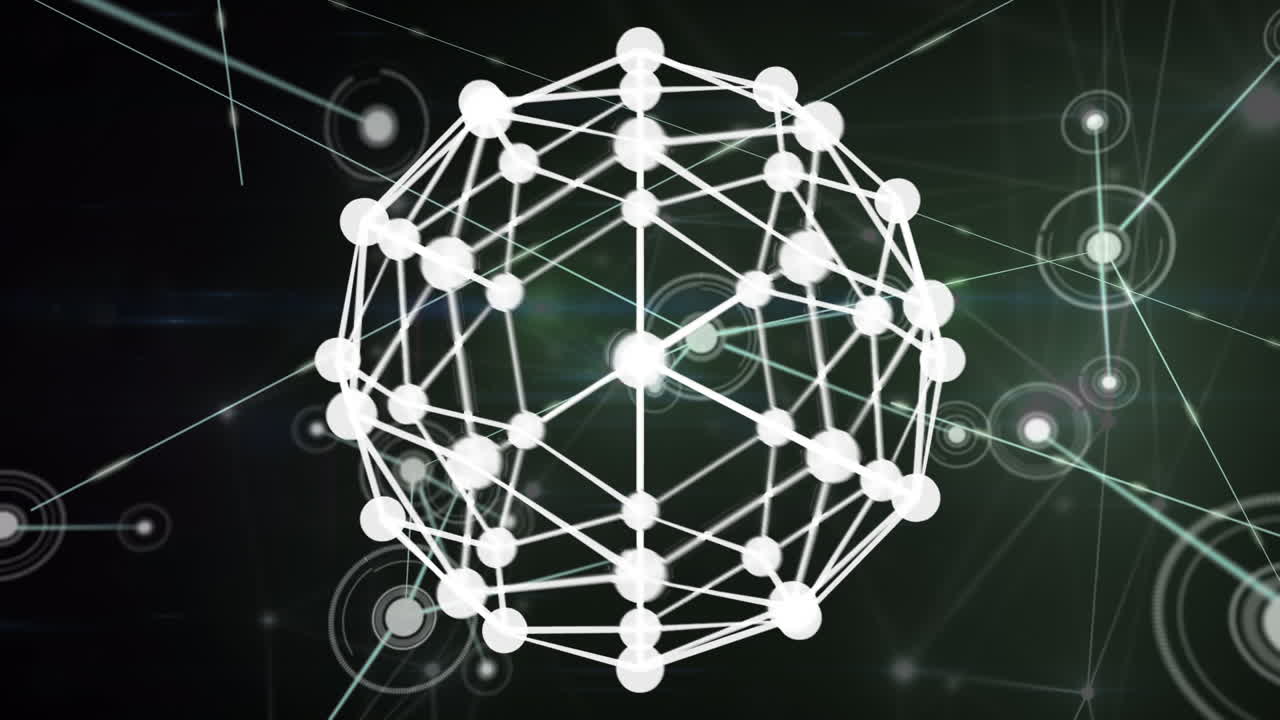 어두운 배경 위의 연결 네트워크의 애니메이션