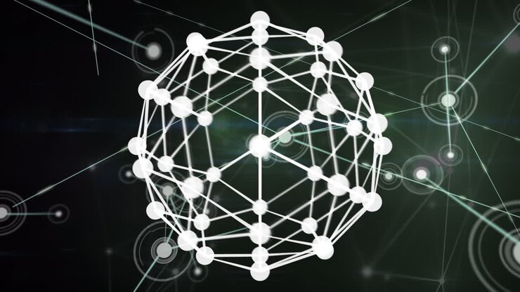 Animation of network of connections over dark background