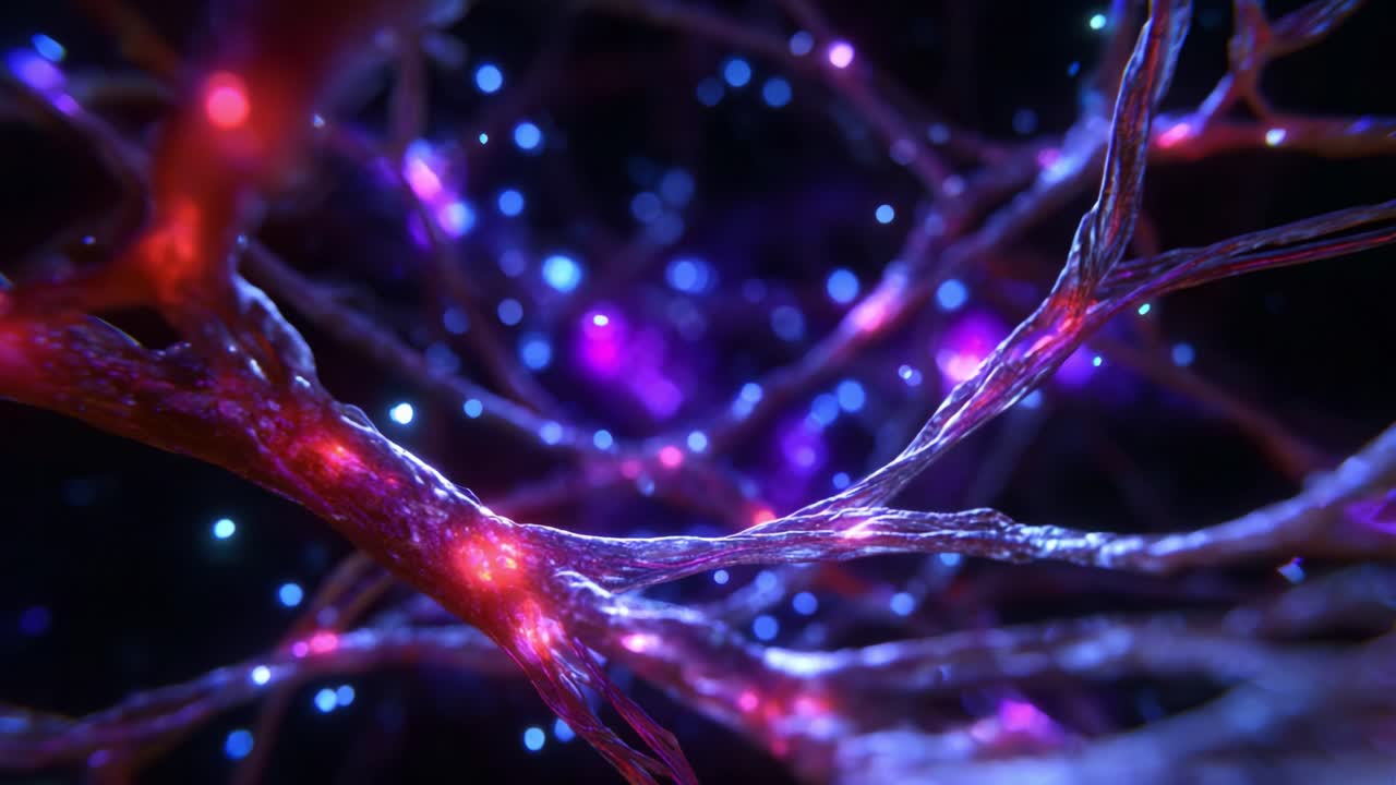Intricate Neural Network Visualization: A Stunning Journey Through Colorful Neurons and Synapses in a Digital Landscape of Light and Motion