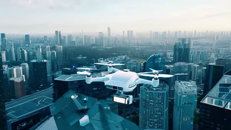 drone delivery in a futuristic city