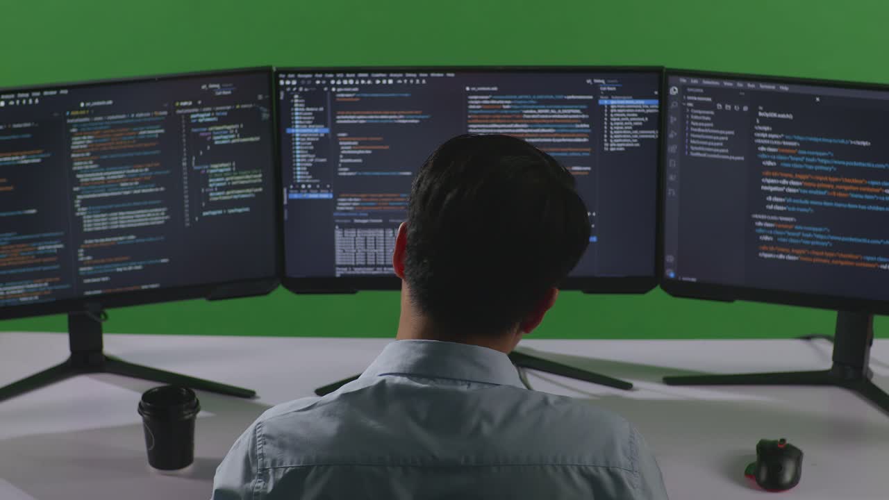 Programmer Working on Multiple Monitors