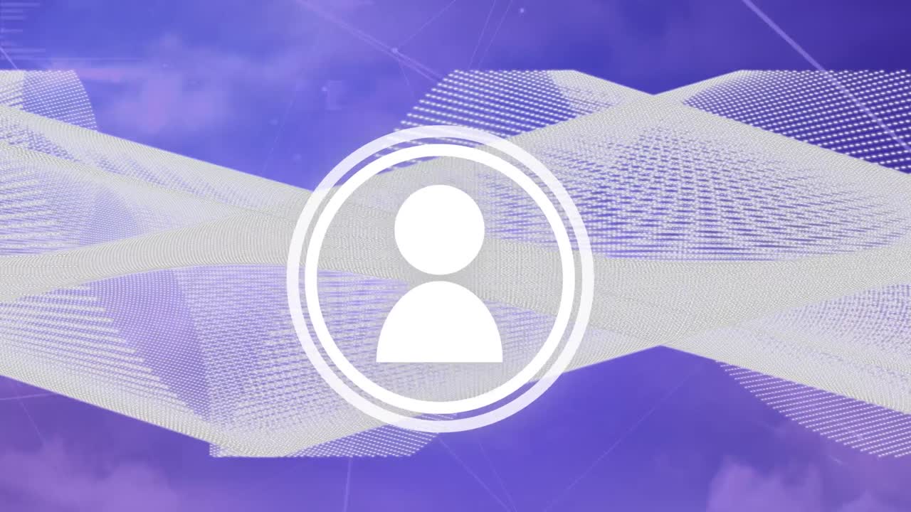 animación de la red de conexiones con iconos sobre formas