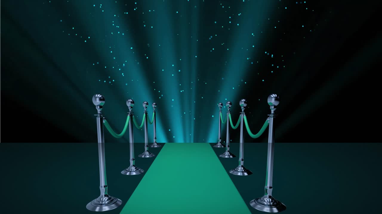 녹색 카 배경에 떨어지는 빛나는 반점의 애니메이션