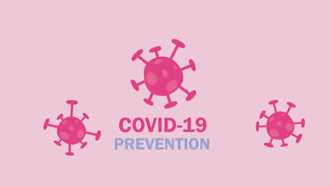 covid19 prevention lettering with particles animation