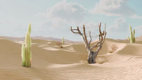 desert landscape with cacti and trees