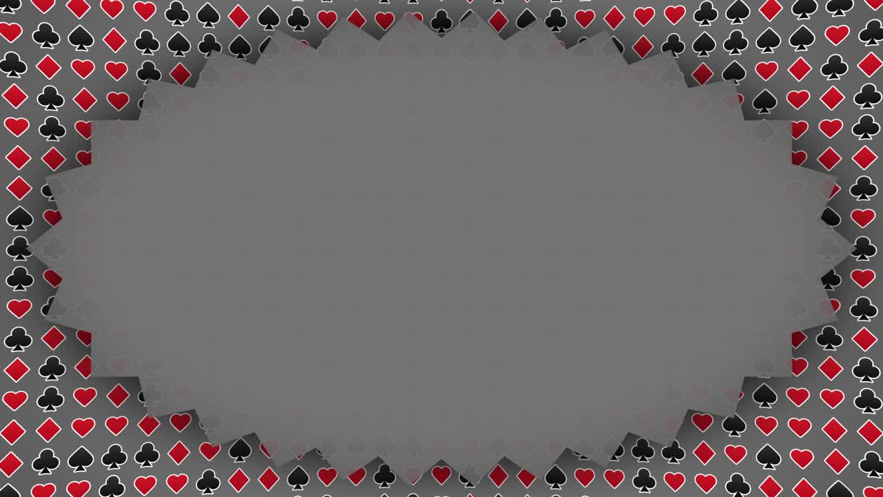 Playing card suits hearts diamonds clubs spades pattern frame gray