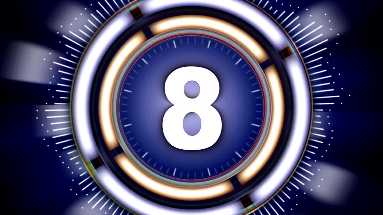NUMBER 8, Top Ten Numbers Animation with Alpha Channel, Rendering, Background, Loop