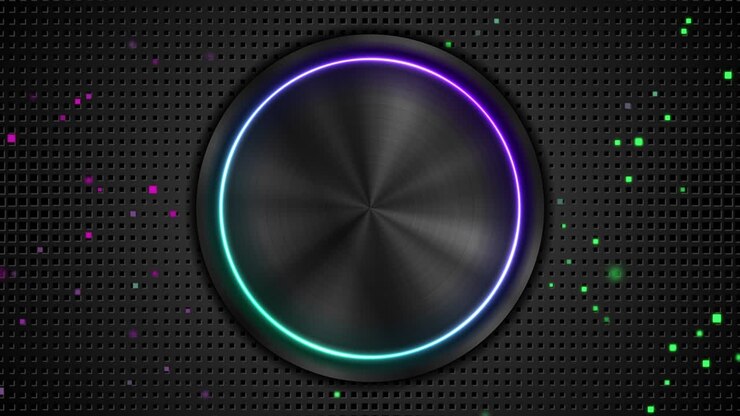 Technology abstract black metallic background with neon shiny light