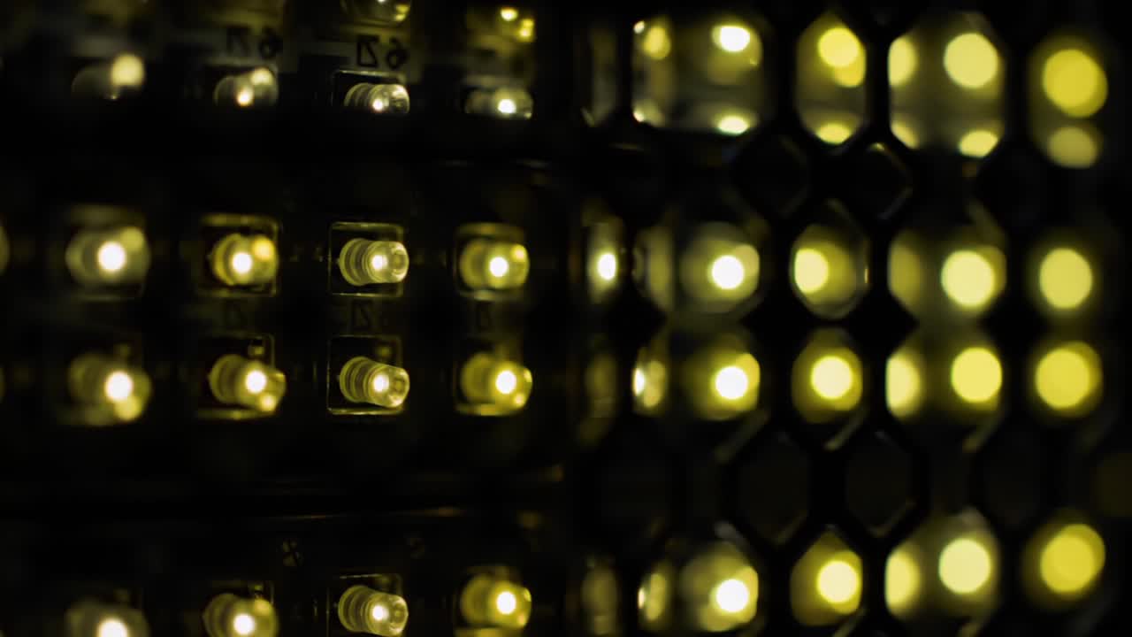 A Close-Up Exploration of Vibrant Yellow LED Lights and Their Intricate Patterns, Showcasing Their Structure and Illumination in an Artistic Presentation