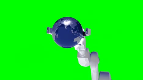 Digitally-generated-video-of-white-robotic-arm-holding-globe