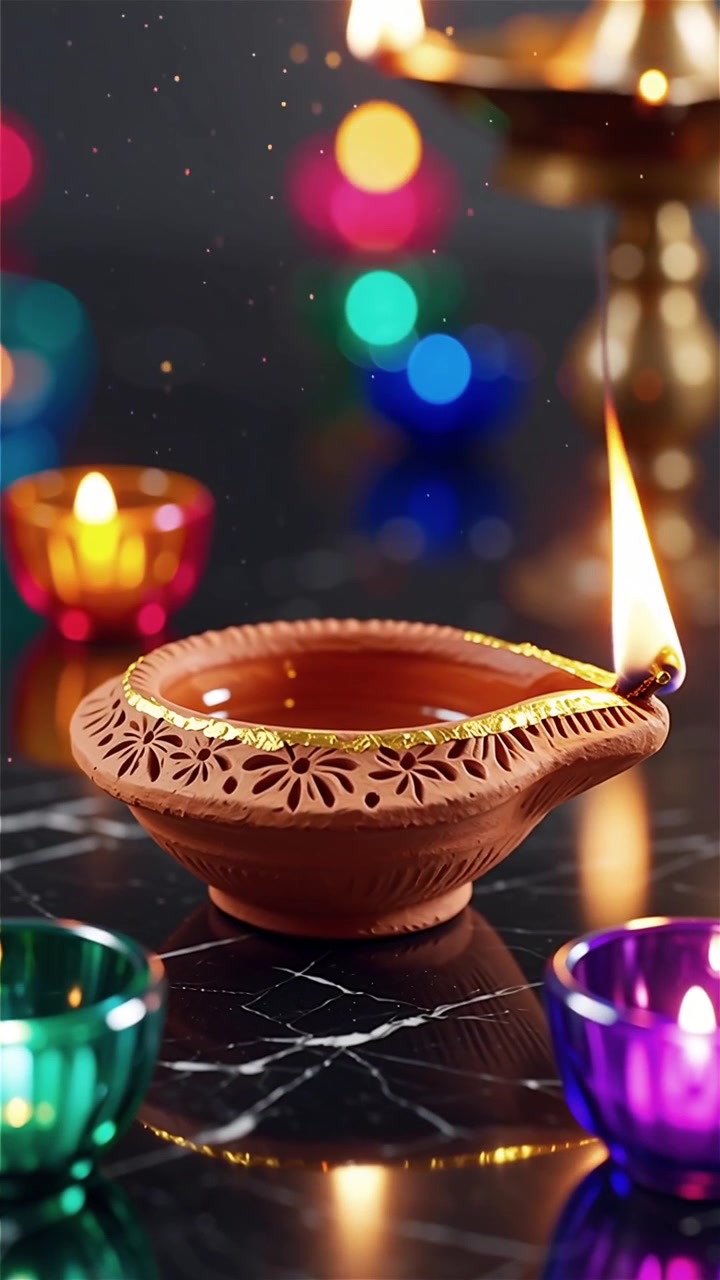 Sfondo del Festival Diwali con lanterne e decorazioni tradizionali Diyas.