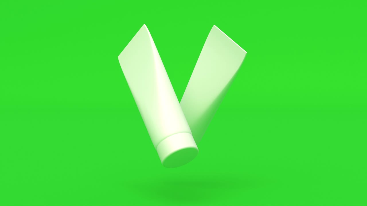 녹색 배경에 화장품의 크림  튜브를 가진 현실적인 모형 피부 관리는 4k를 원활하게 루프 할 수 있습니다.