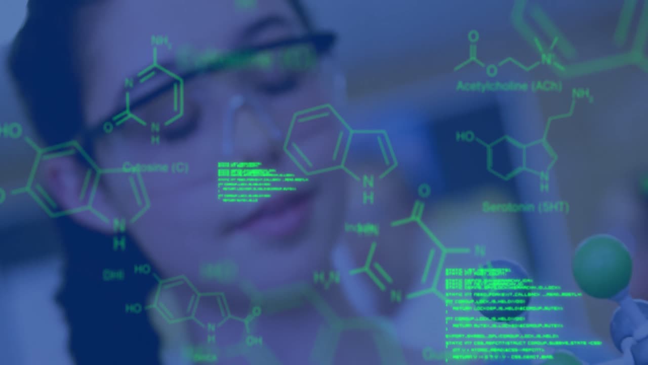 animación de la estructura molecular y el lenguaje informático y científico caucásico con modelo molecular