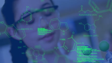 Animación-De-Estructura-Molecular-Y-Lenguaje-Informático-Y-Científico-Caucásico-Con-Modelo-Molecular