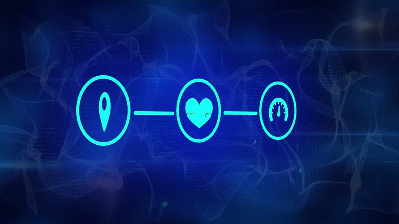 파란색 배경의 연기 구름에 대한 연결 아이콘의 네트워크