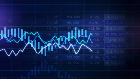 gráfico de datos bucle animado frente azul