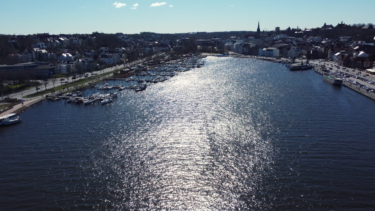 Aerial View of a European City Harbor